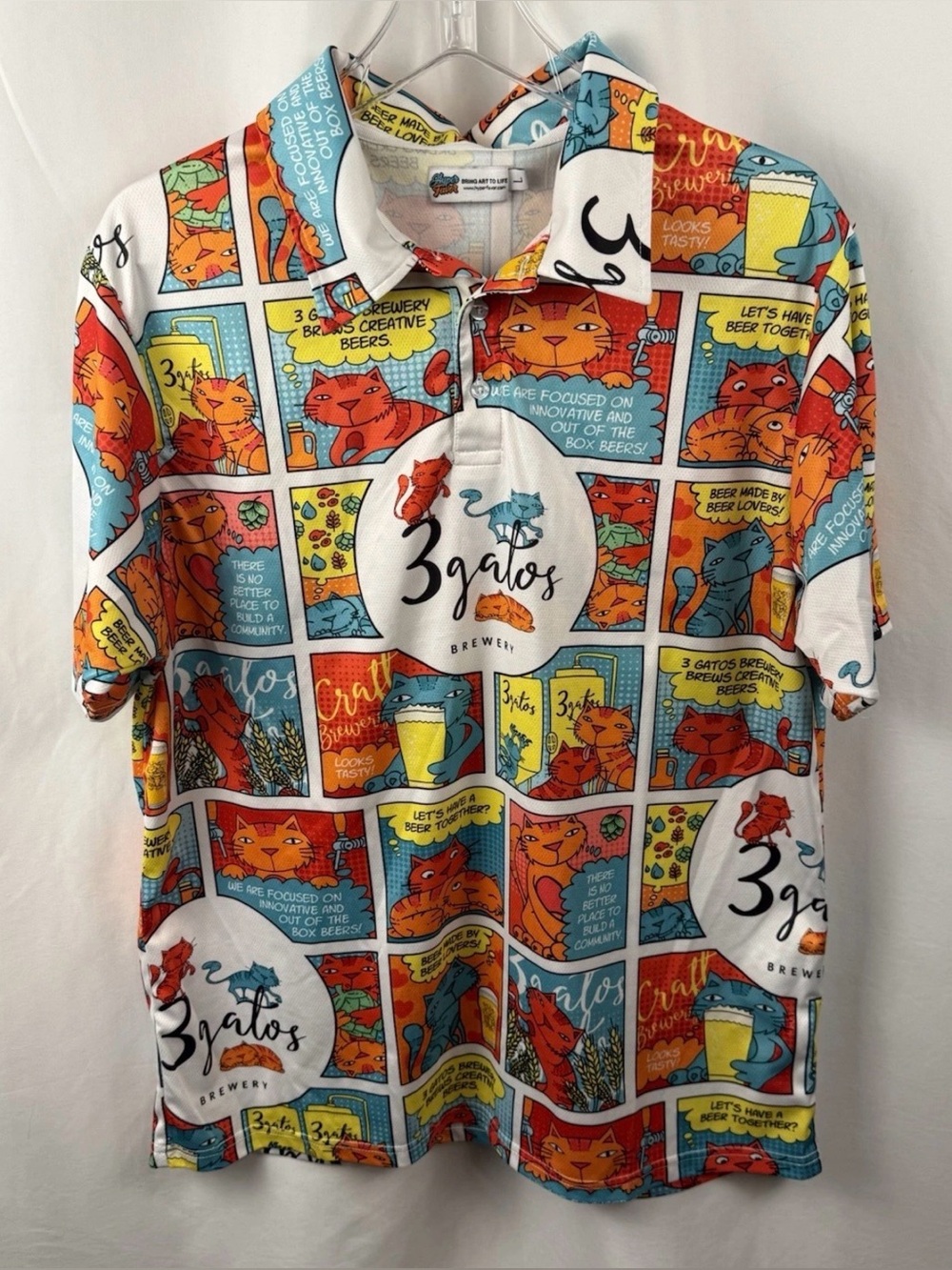 Cat Lover Comic Art Brewery Cycling Jersey Colorful Graphic Shirt L